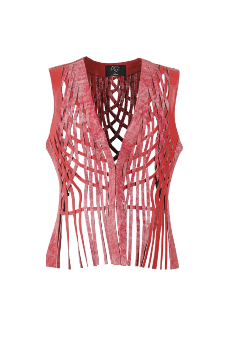 Attalea Leather Vest II Red