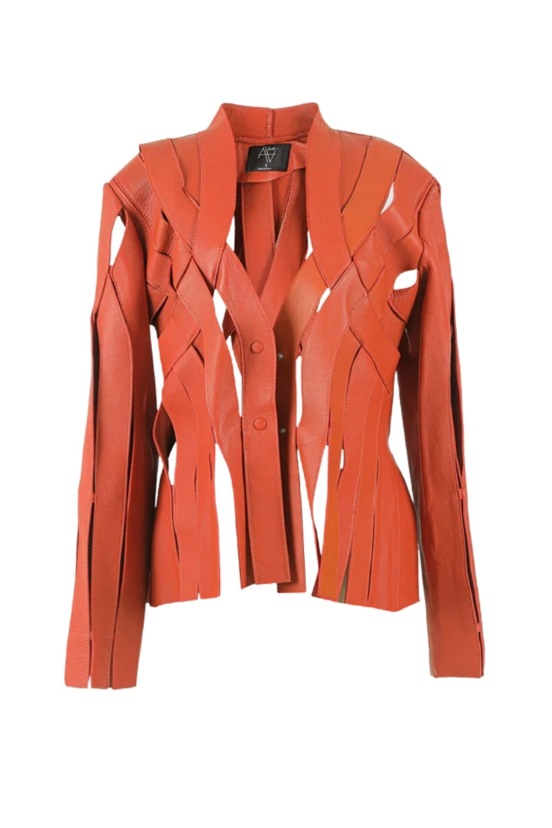 Brianna Leather Jacket Orange