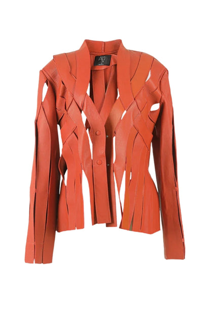 Brianna Leather Jacket Orange