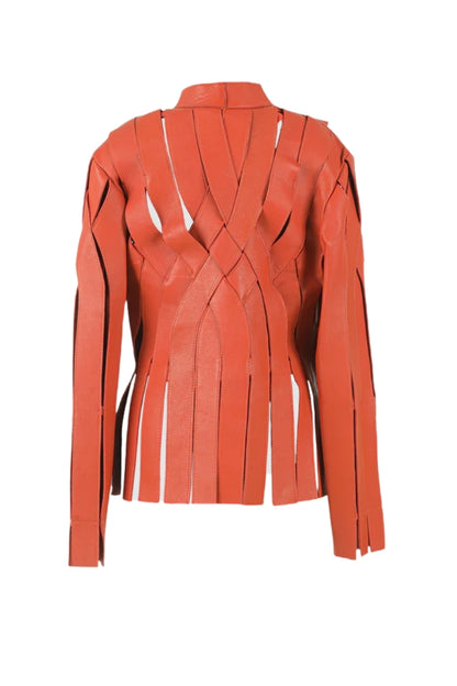 Brianna Leather Jacket Orange