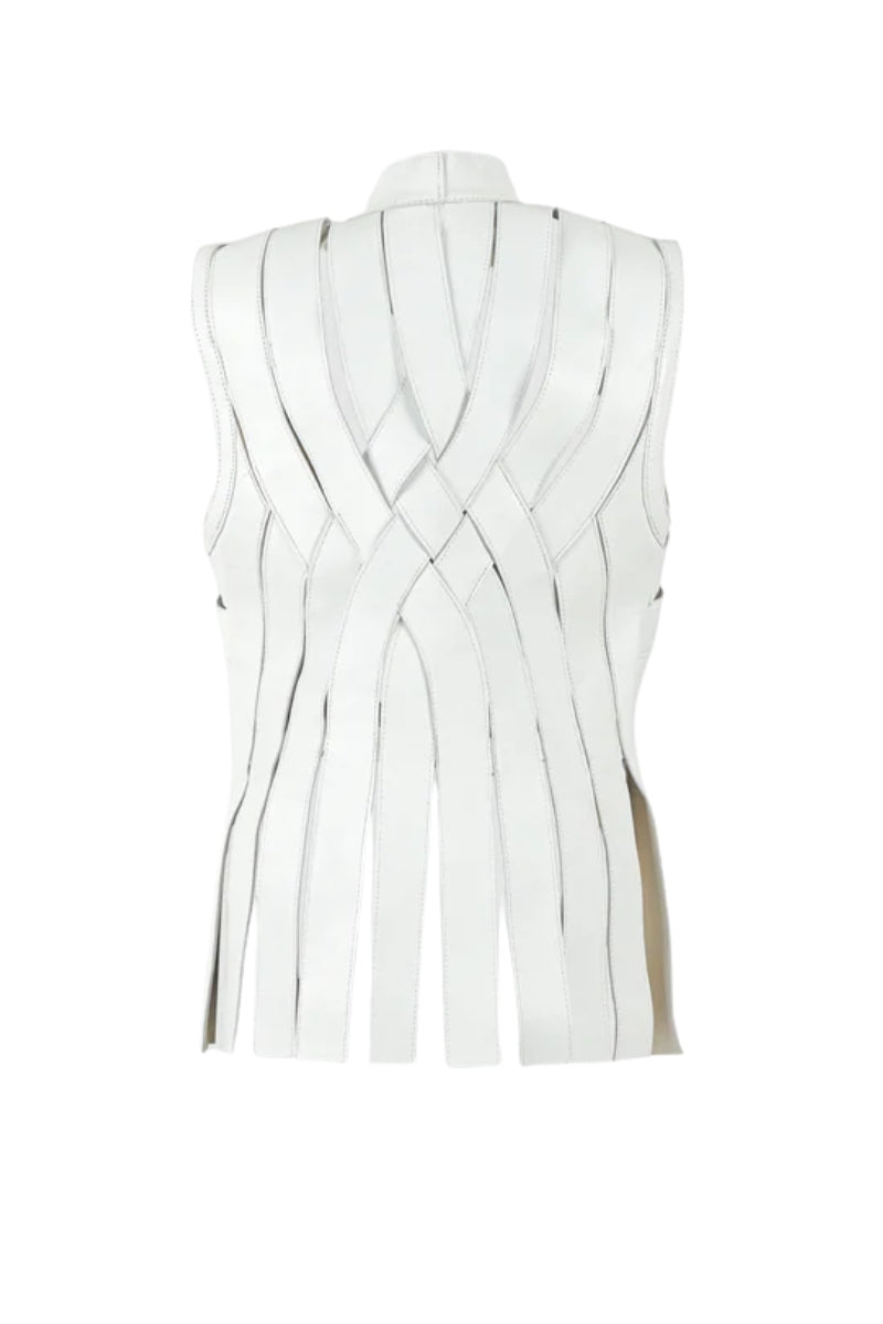 Brianna Leather Vest White