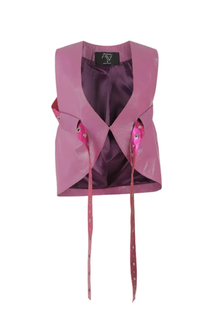 Quinn Leather Vest Purple