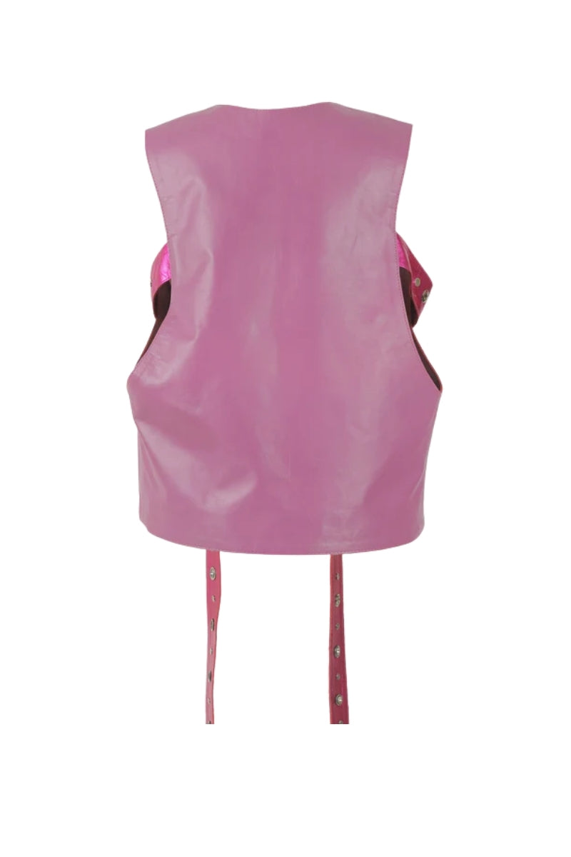 Quinn Leather Vest Purple