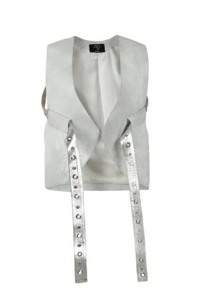 Quinn Leather Vest Washed White