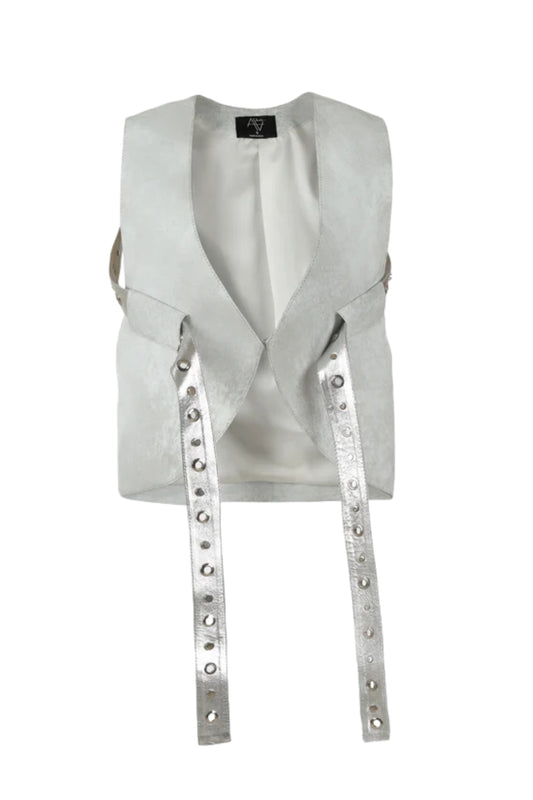Quinn Leather Vest Washed White