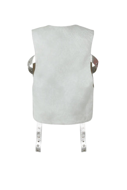 Quinn Leather Vest Washed White