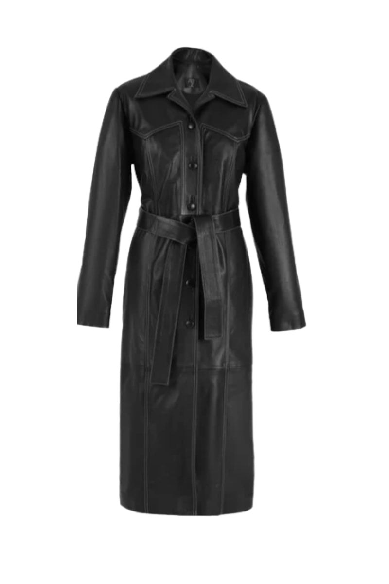 Zinnia Leather Coat Black