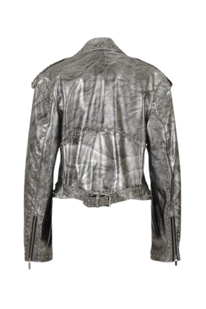 Hudson Leather Jacket Washed Silver