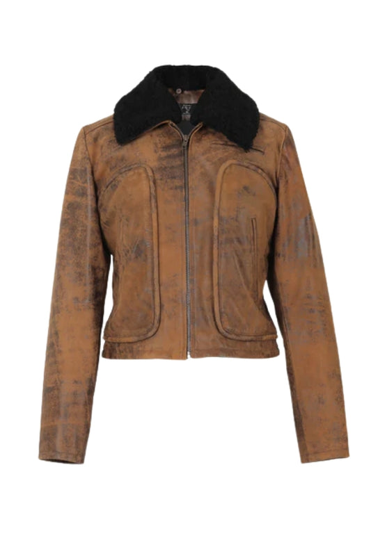 Emery Leather Jacket Washed Brown
