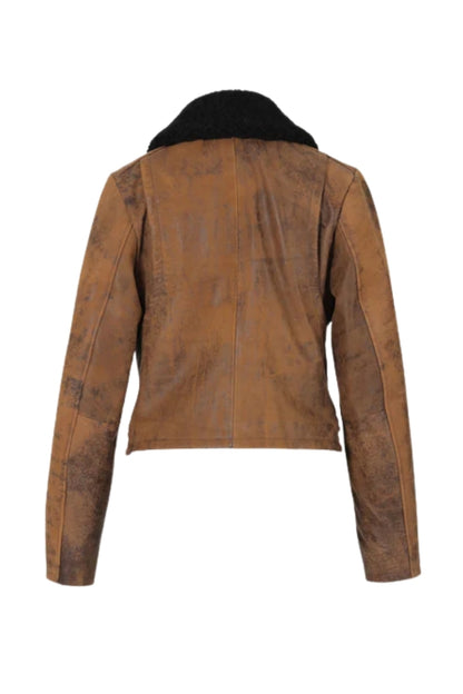 Emery Leather Jacket Washed Brown