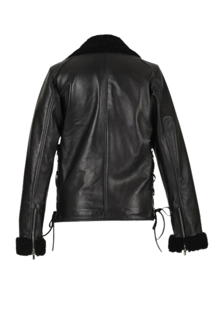 Gaia Shearling Leather Jacket All Black