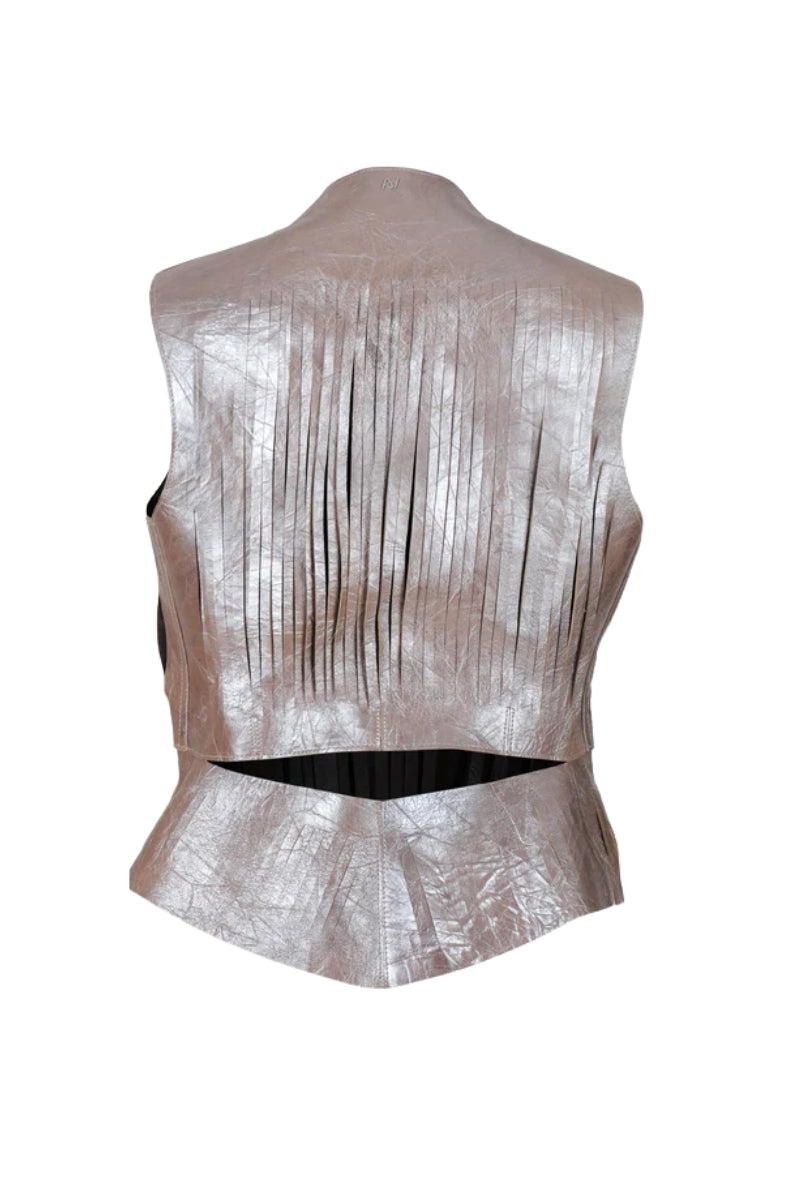 Ayla II Leather Vest Dusty Rose