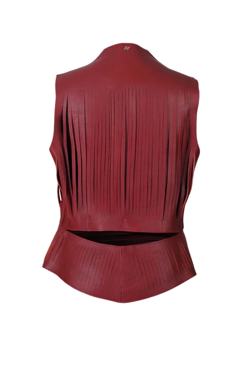 Ayla II Leather Vest Red