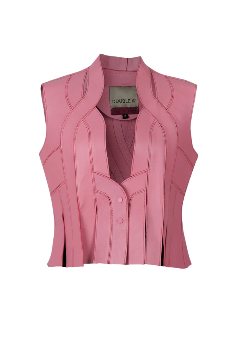 Brianna II Leather Vest Blush Pink