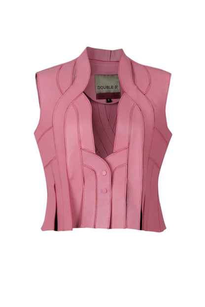 Brianna II Leather Vest Blush Pink