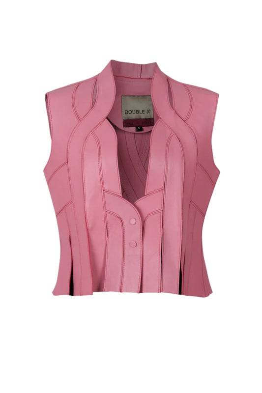 Brianna II Leather Vest Blush Pink