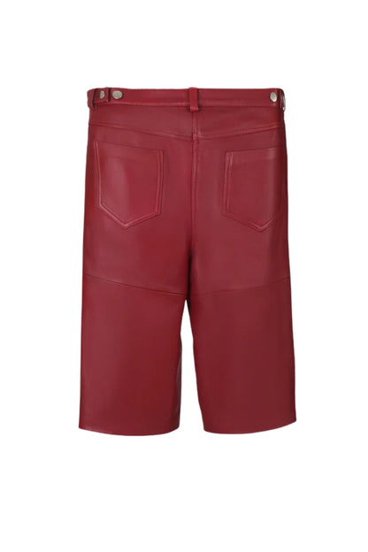 Callie Leather Bermuda Shorts Red