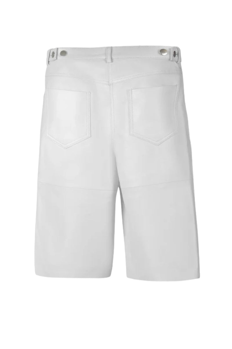 Callie Leather Bermuda Shorts White