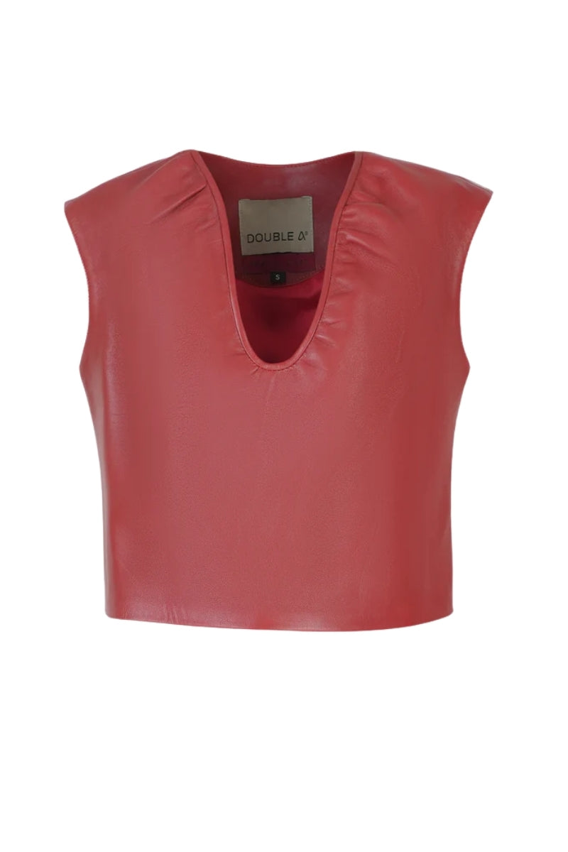 Fiona Leather Top Red