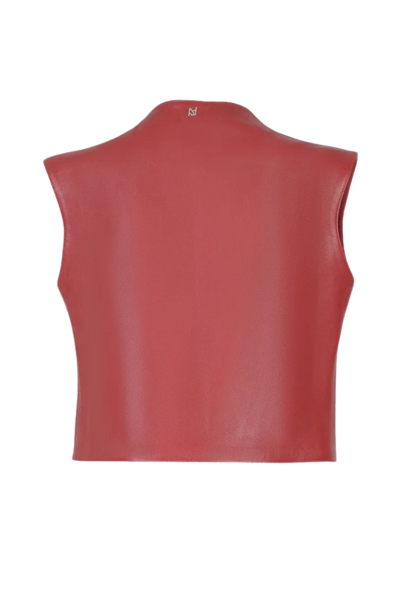 Fiona Leather Top Red