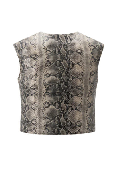 Fiona Leather Top Snake Print