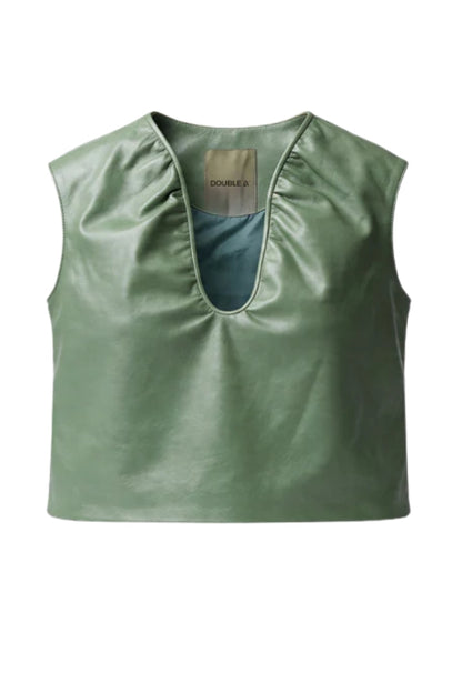 Fiona Leather Top Electric Lime Green
