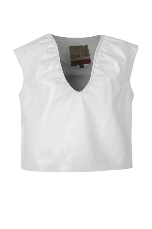 Fiona Leather Top White