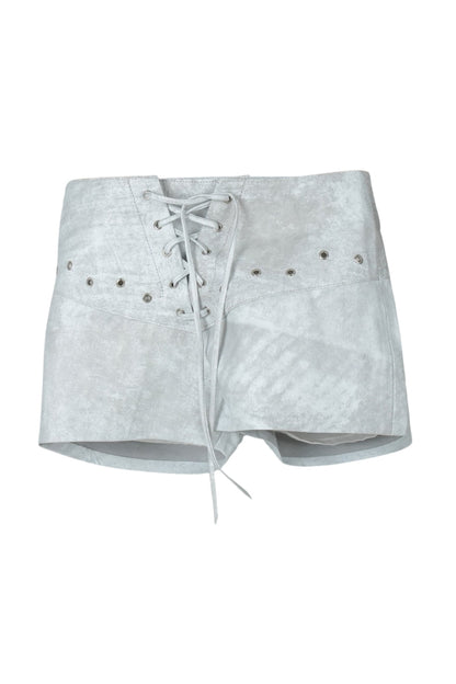 Jason Leather Shorts Washed White