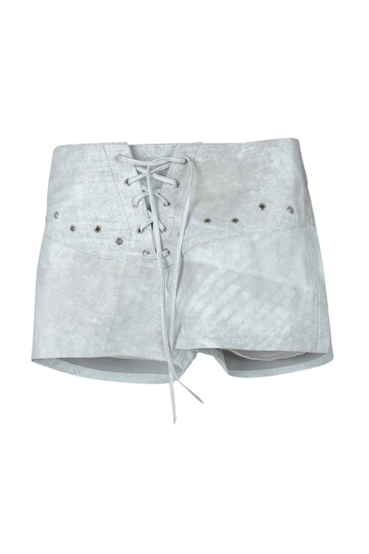 Jason Leather Shorts Washed White