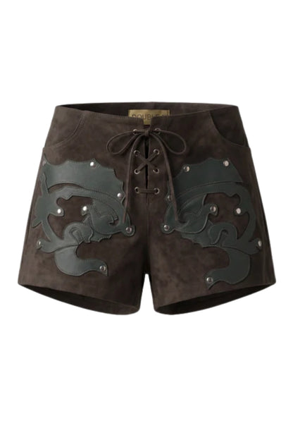 Jason Suede Laser-cut Shorts Olive