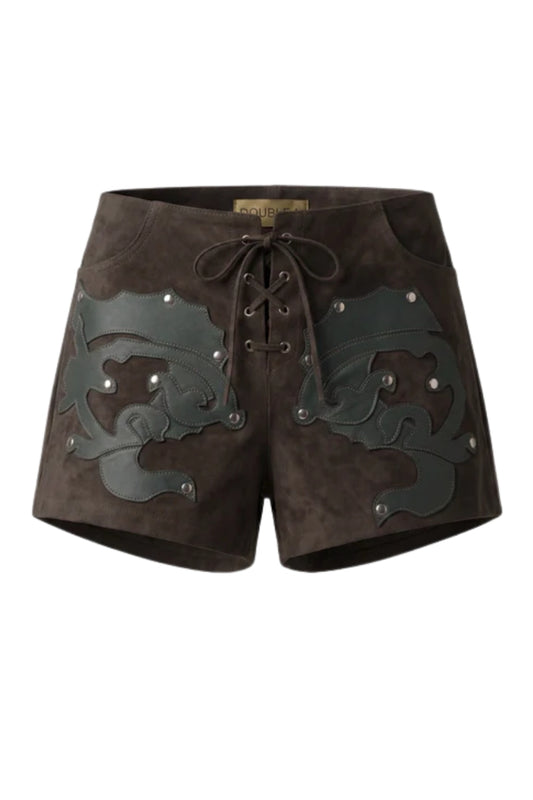 Jason Suede Laser-cut Shorts Olive