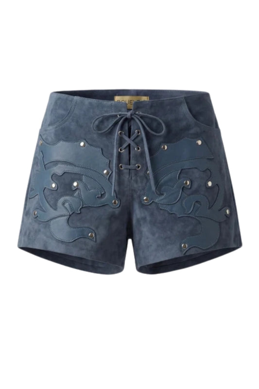Jason Suede Laser-Cut Shorts Blue