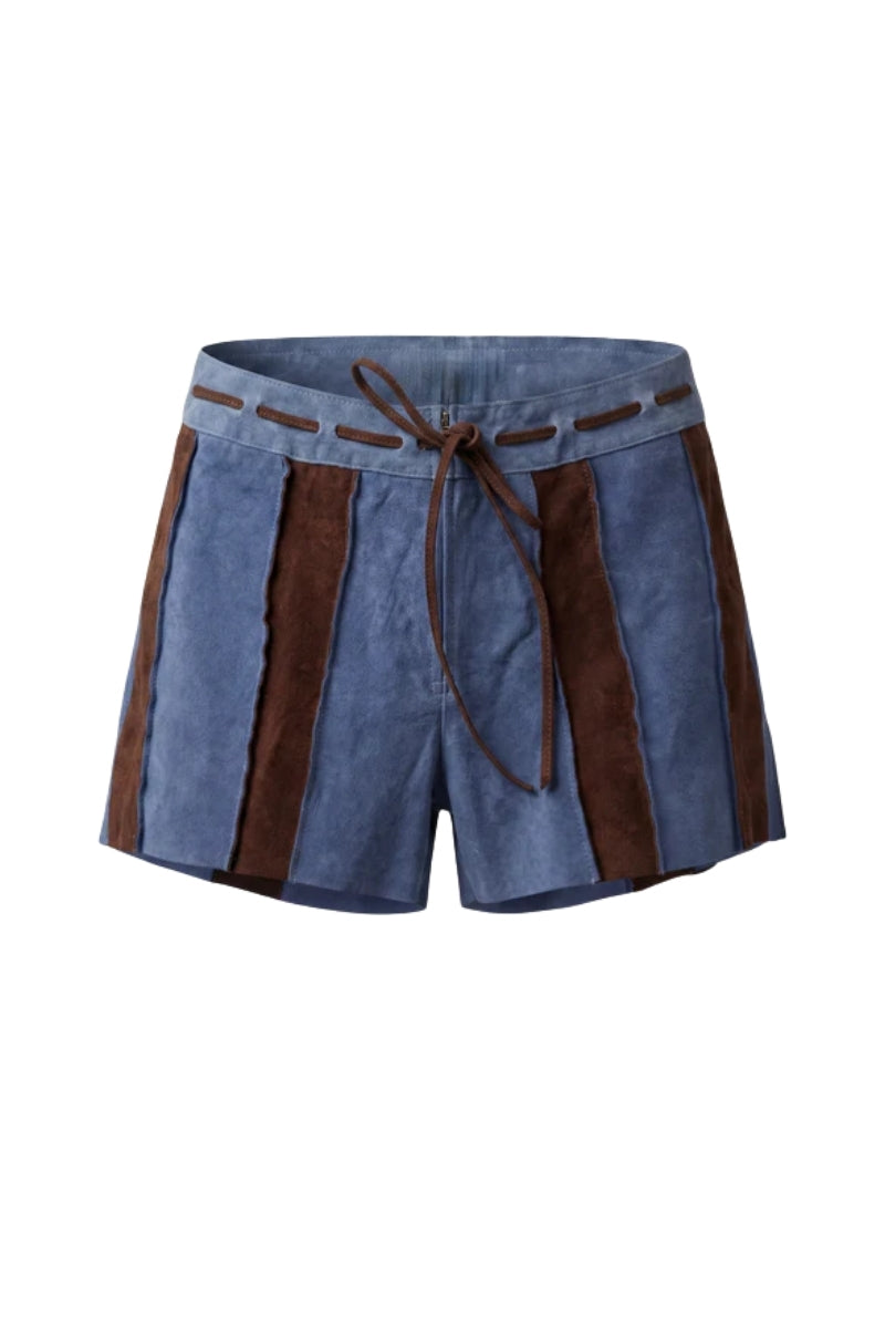Sterling Suede Striped Shorts Blue