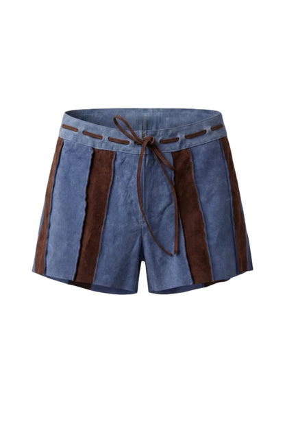 Sterling Suede Striped Shorts Blue