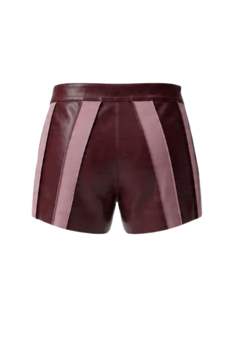 Sterling Leather Striped Shorts Burgundy