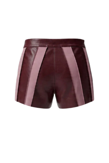 Sterling Leather Striped Shorts Burgundy