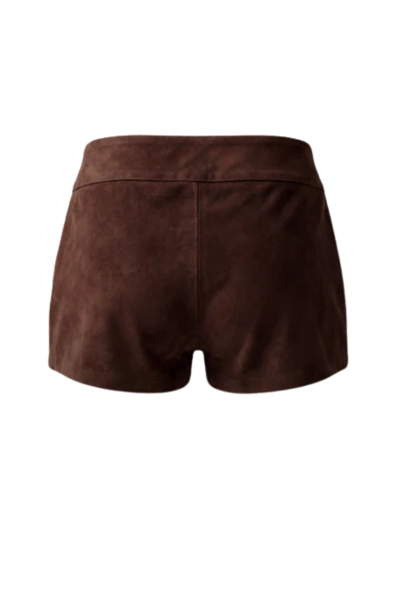 Sterling Suede Belted Shorts Brown
