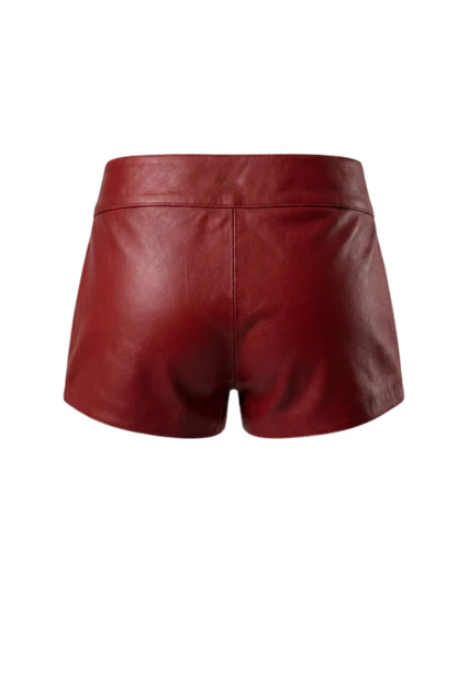 Sterling Leather Belted Shorts Red