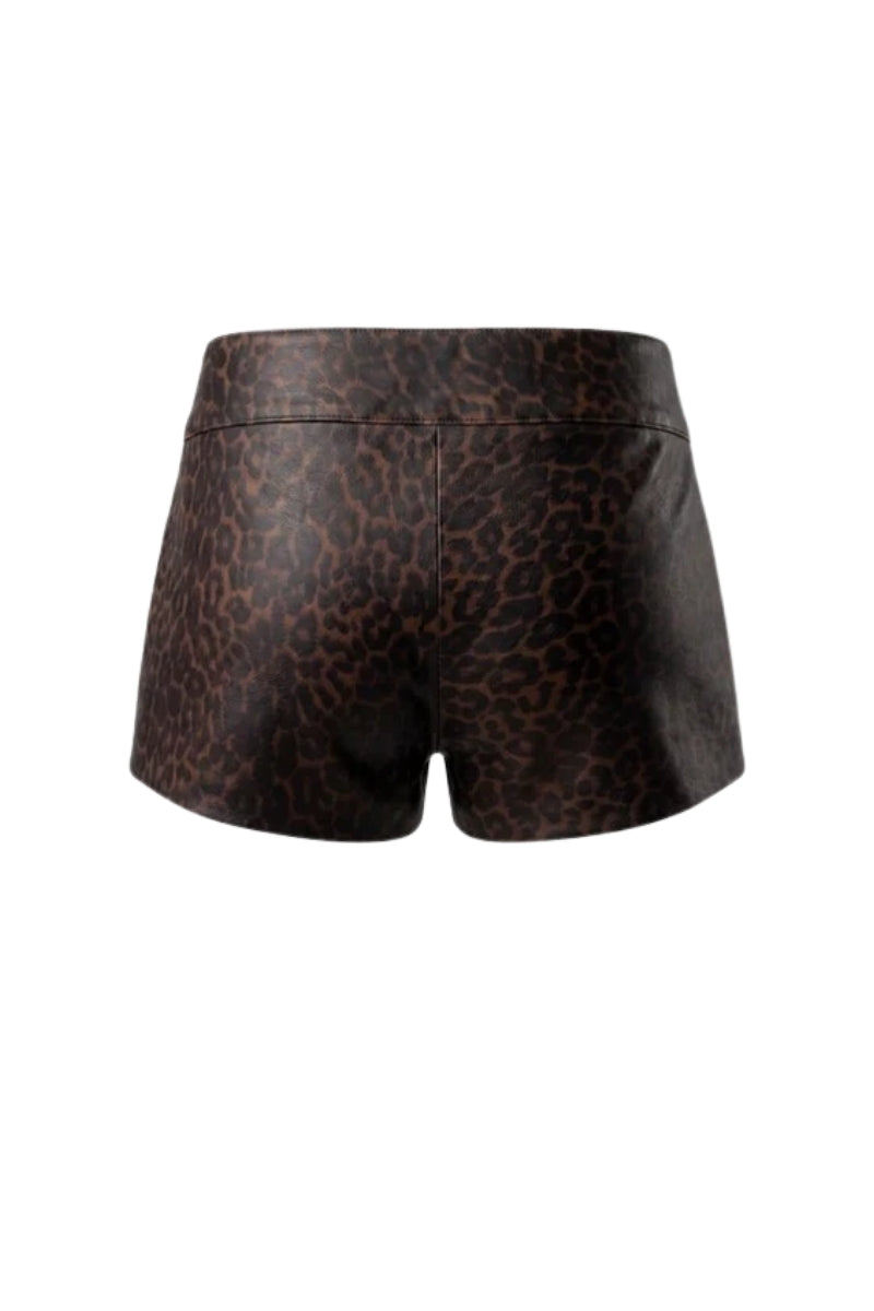 Sterling Leather Belted Shorts Leopard