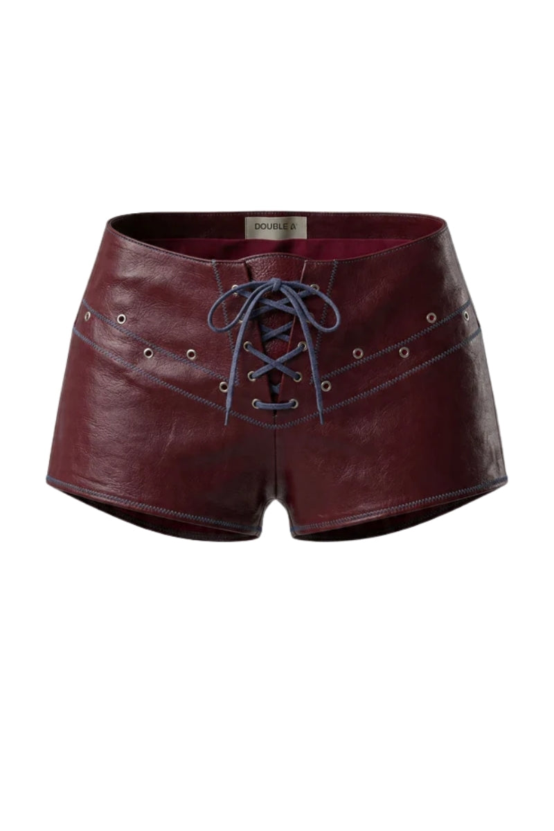 Jason Leather Shorts Burgundy