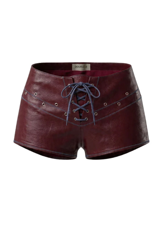 Jason Leather Shorts Burgundy