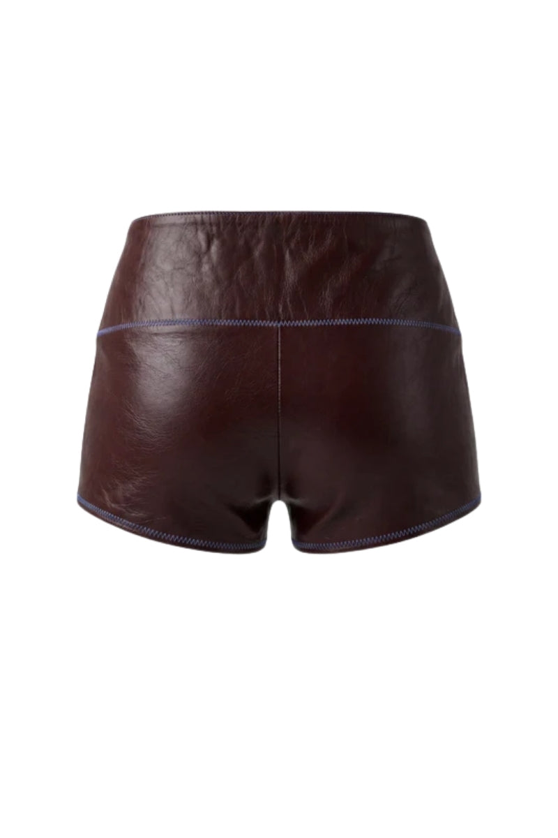 Jason Leather Shorts Burgundy