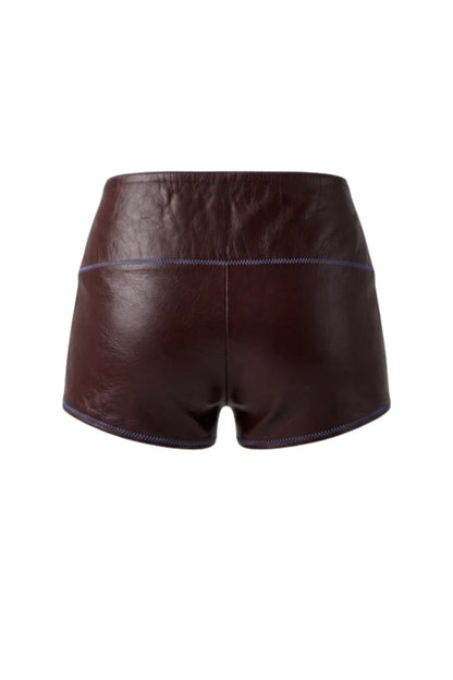 Jason Leather Shorts Burgundy