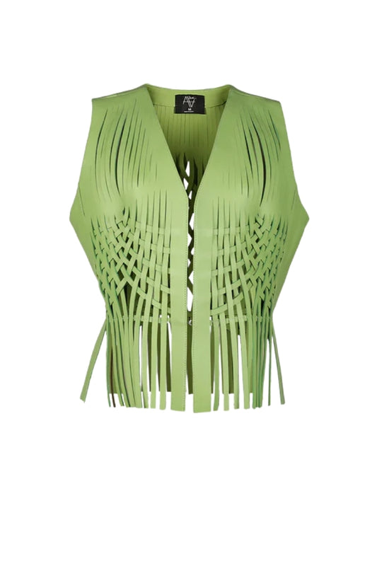 Attalea Leather Vest Lime Green