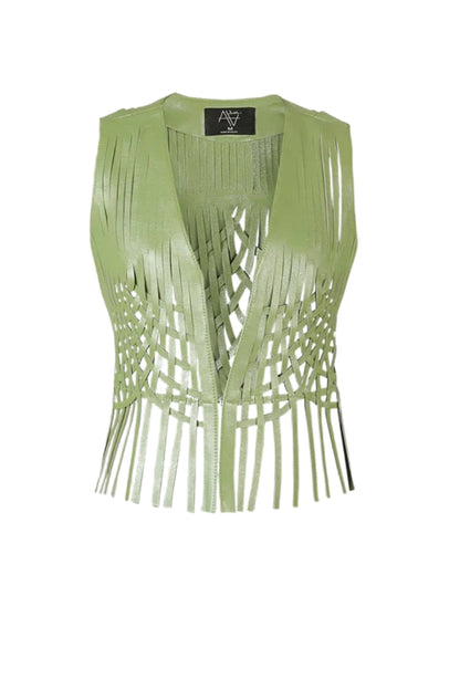 Attalea Leather Vest Electric Lime Green