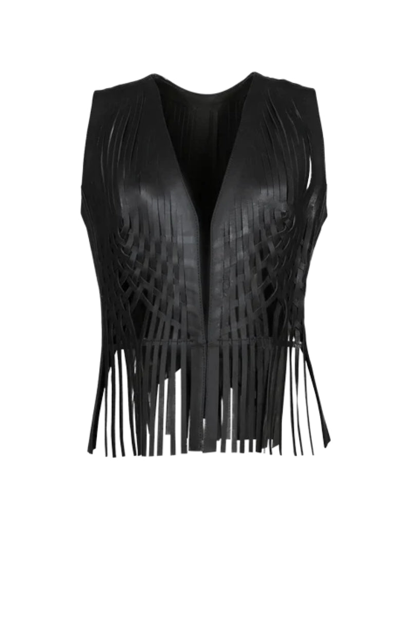 Attalea Leather Vest Black
