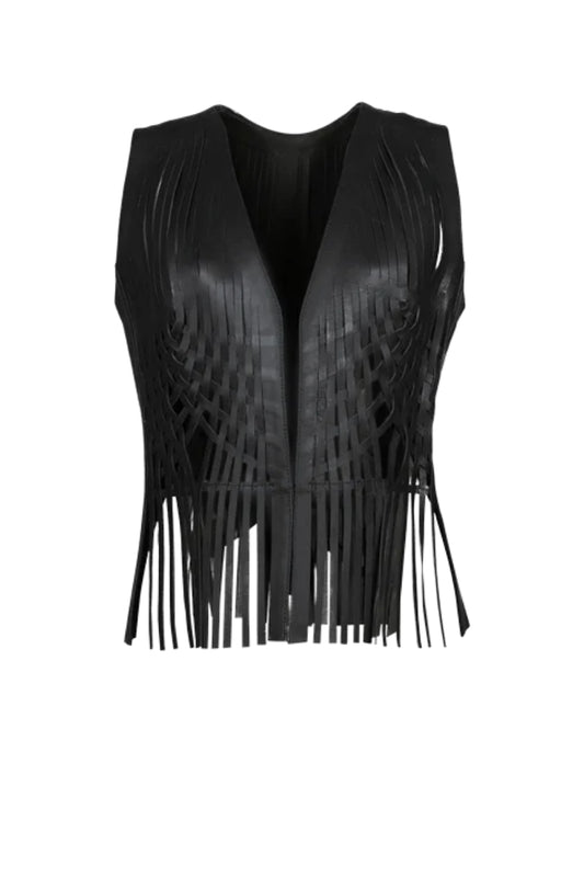 Attalea Leather Vest Black