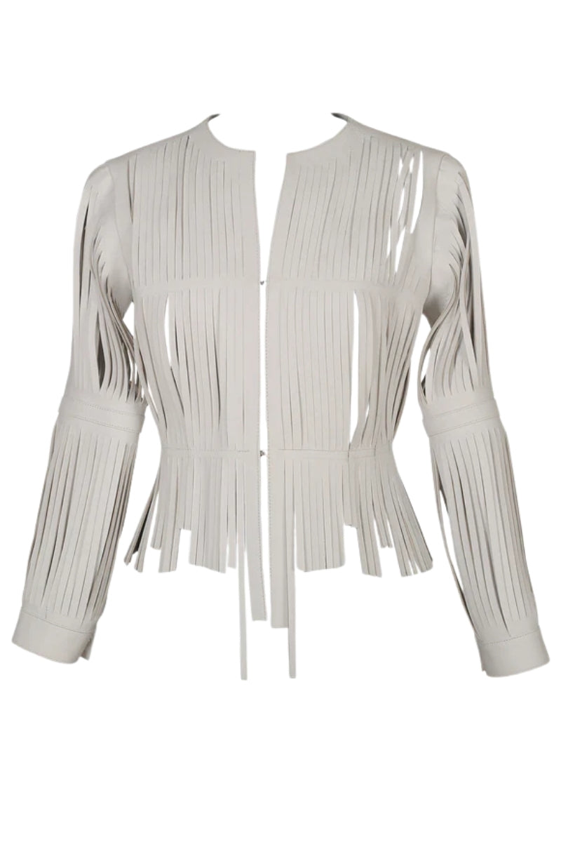 Ayla Leather Jacket White