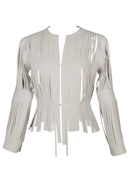 Ayla Leather Jacket White