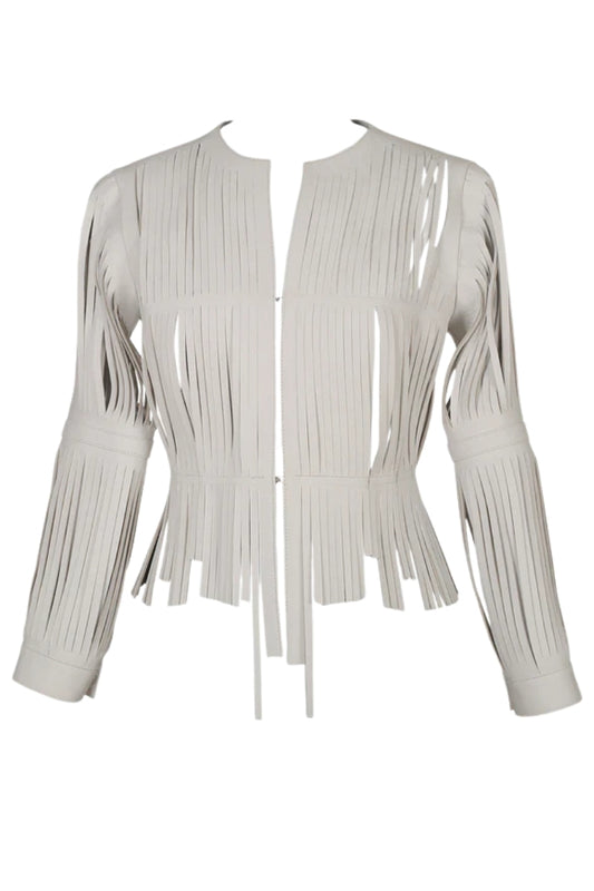 Ayla Leather Jacket White